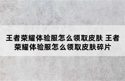 王者荣耀体验服怎么领取皮肤 王者荣耀体验服怎么领取皮肤碎片